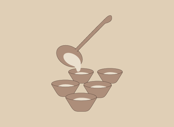 バットや型などに流し入れてください。※形がくずれやすいこともあります。